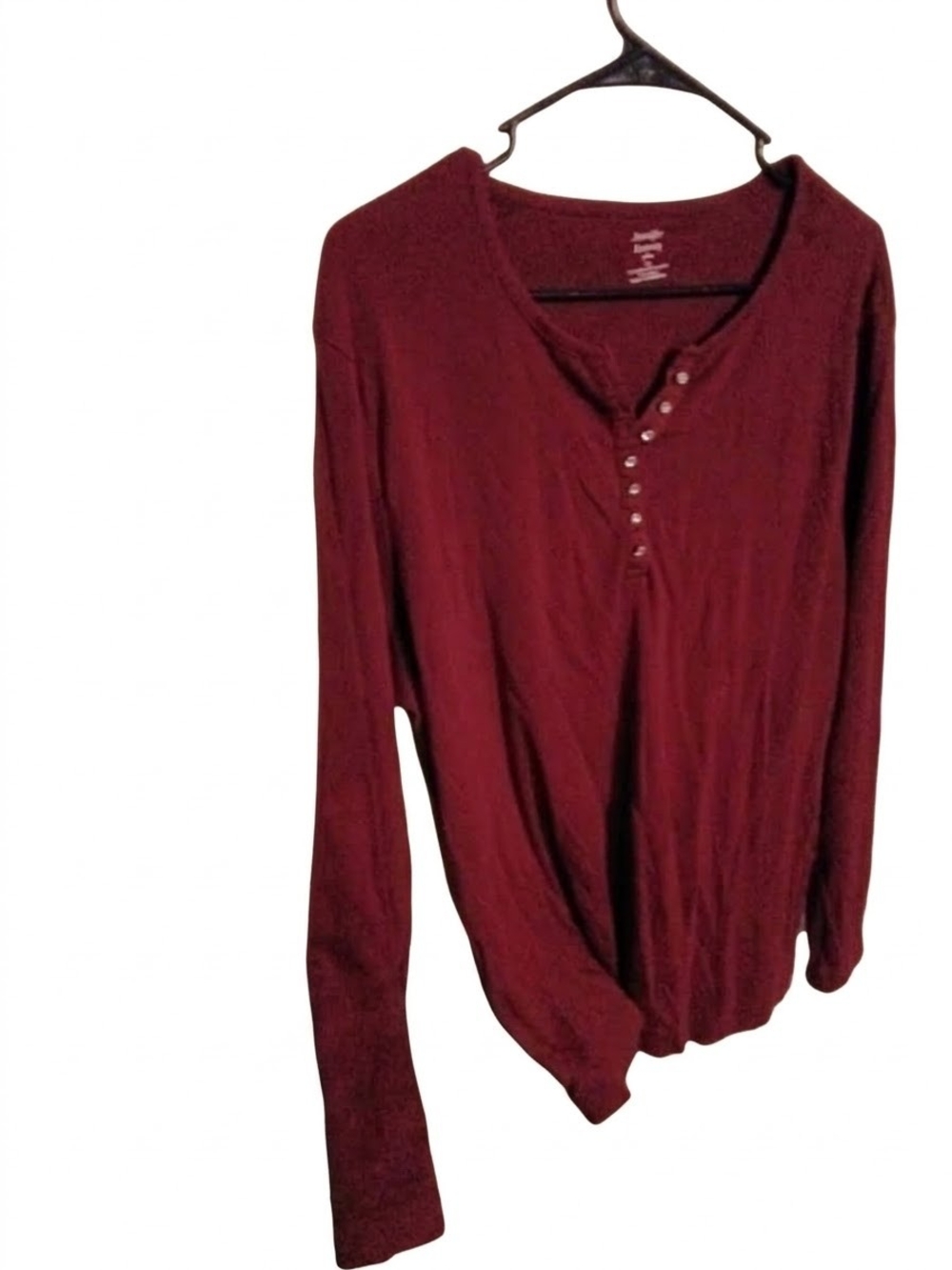 Women's Long Sleeve Henley Top - Wine